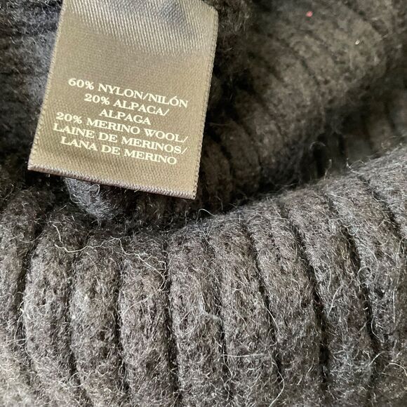 Ann Taylor Loft Women’s Alpaca Wool Blend Chunky Cable Knit sweater Sz M Black - Picture 10 of 10